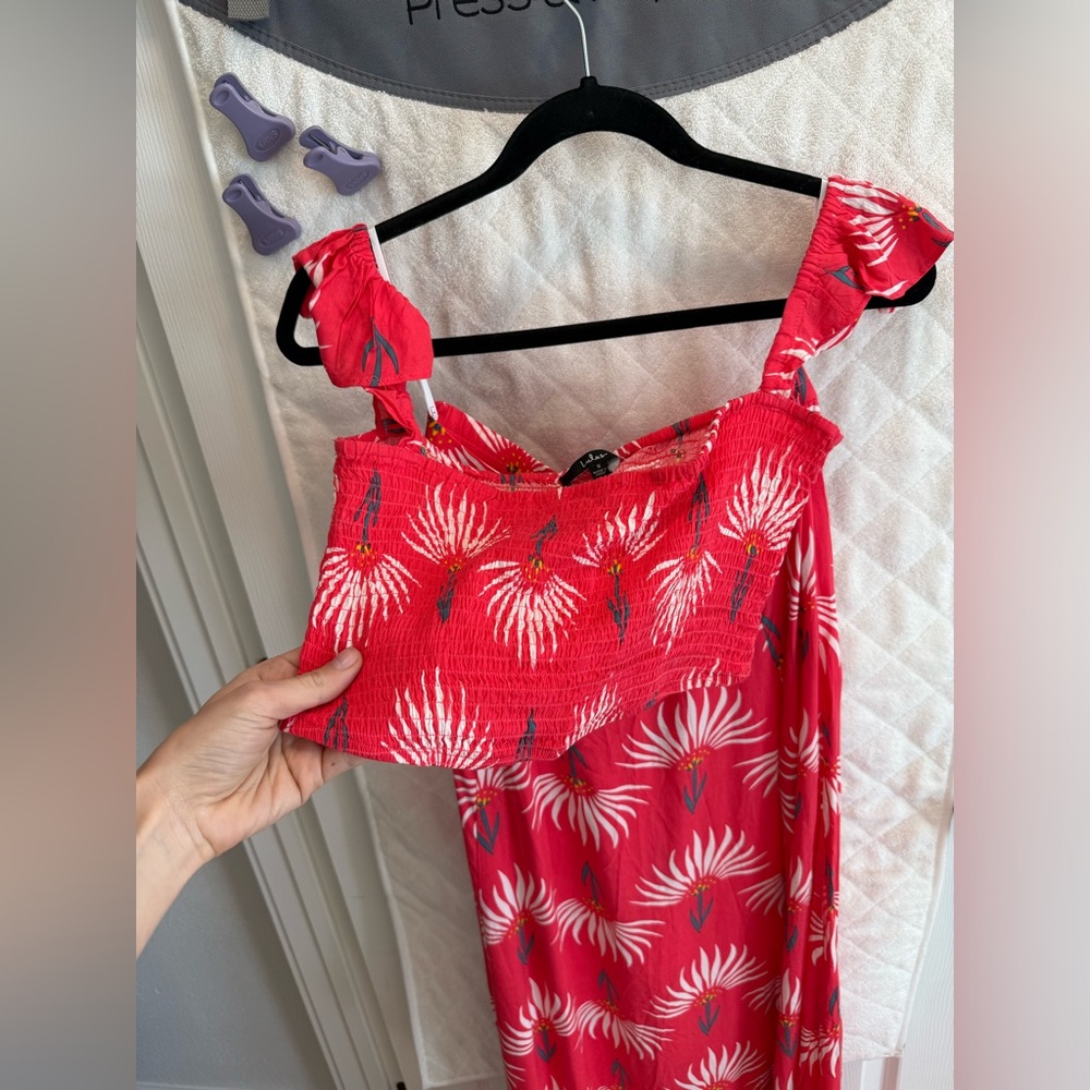 NWOT Lulus Transcoso Coral Floral Print Two-Piece Maxi Dress - Picture 7 of 11